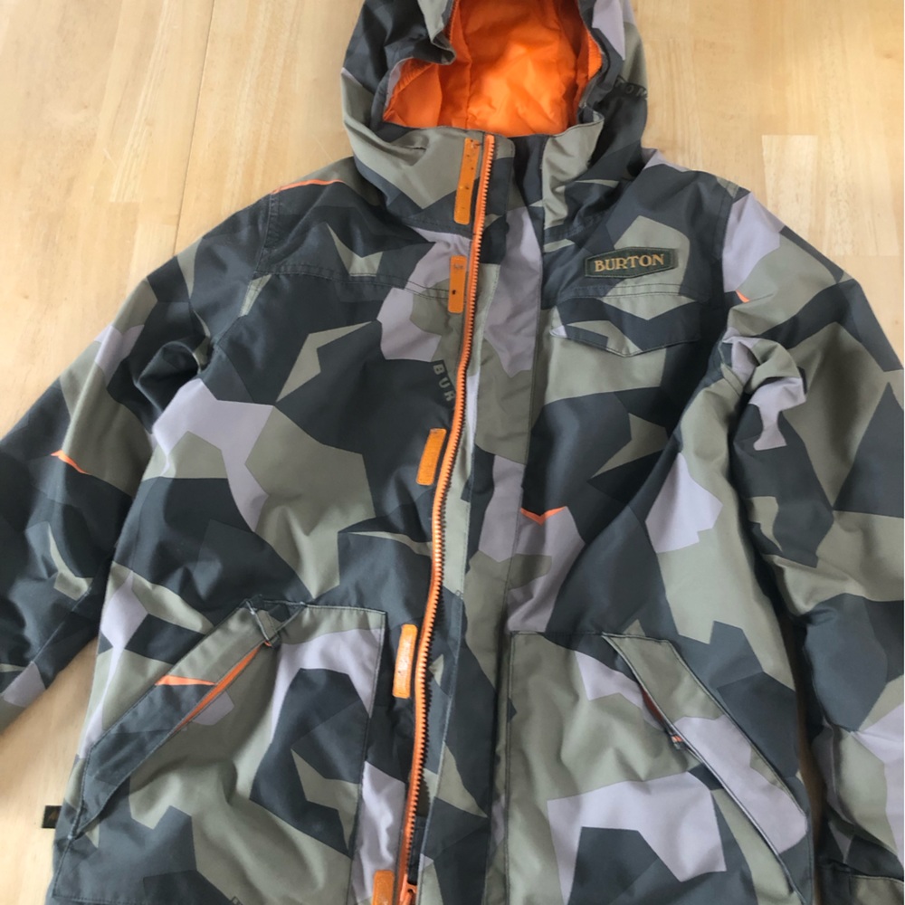 Burton Kids Camouflage Jacket with Orange Lining